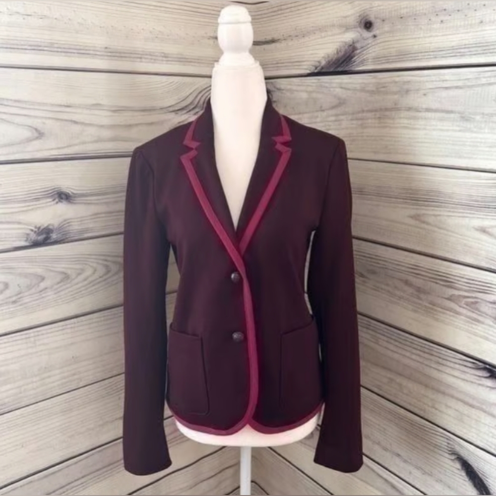 Women's Burgundy Blazer with Pink Trim